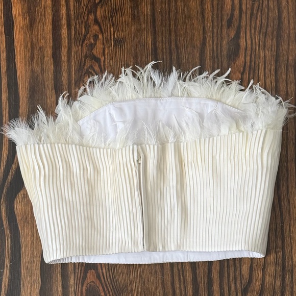 NWT 30% Off-Andres Otalora Brassavola Feather-Embellished Silk-Organza Top -US 6 - Picture 4 of 14